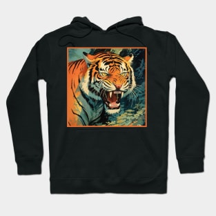 Colorful Tiger Cartoon Vintage Bengals Tiger Drawing Comics Fearless Tiger Hoodie